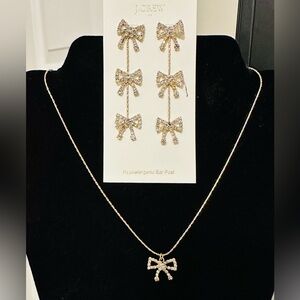 JCrew Pave’ Crystal Necklace and Earrings Set NWT